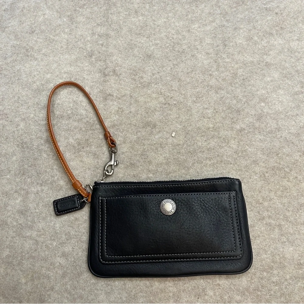 Coach Vintage Y2K Chelsea Turnlock Black Pebbled Leather Hobo Purse Bag w/ Pouch
